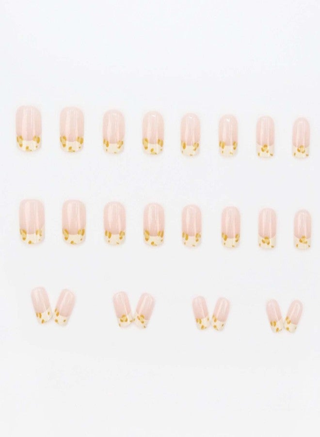 YoYoee Short Square Press on Nails French False Nails Cute Nails Tips Full Cover Nude Fake Nails for Women and Girls 24PCS - Image 4